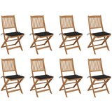 The Living Store Zložljivi zunanji stoli z blazinami 8 kosov trden akacijev les - Zunanji Stol, (21494539) | Shoptok.si