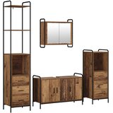  Set ormarića za kupaonicu 4 kom. Staro drvo 40 x 36 x 200 5 cm - Staro drvo Ormar ispod sudopera (3 vrata) + viseći ormar + kupa | shoptok.hr