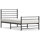 vidaXL Kovinski posteljni okvir z vzglavjem in vznožjem črn 107x203 cm Cene