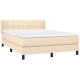 Krevet s oprugama i madracem krem 140x200 cm od tkanine | shoptok.hr