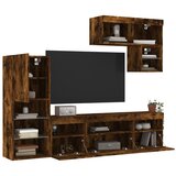 vidaXL 6-dijelni zidni TV elementi s LED svjetlima boja hrasta drveni | shoptok.hr