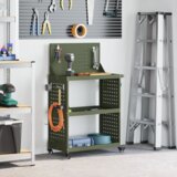 vidaXL Količar za alate s policom s kotačem s pohranom Maslinovo zelena 65 x 35 x 111 cm | shoptok.hr