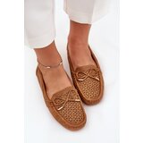 Boto Ladies Moccasins With Perforated Pattern And Lacing Camel Mirisa | Shoptok.si