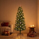  Umjetno božićno drvce s kuglicama 150 cm 150 LED lampica - 150 cm s LED-ima i ružičastim lopticama Zelena | shoptok.hr