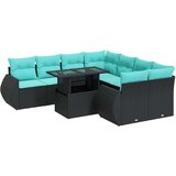  Vrtna garnitura - 9-dijelni set vrtnih sofa s jastucima crni od poliratana bagrem - Crna sa spremištem 1 | shoptok.hr