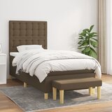 vidaXL Box spring postelja z vzmetnico temno rjava 100x200 cm blago | Shoptok.si