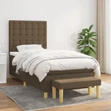 vidaXL Box spring postelja z vzmetnico temno rjava 100x200 cm blago