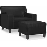 vidaXL Fotelj s stolčkom za noge črn 60 cm umetno usnje, (20909884)