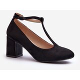 EVENTO Black Faux Suede Pumps with Chunky Heel Raniyah | shoptok.hr