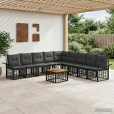  Set vanjskih sofa 10 kom. Crna i tamno siva Poliester | shoptok.hr