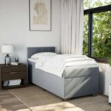 vidaXL Box spring postelja z vzmetnico svetlo siva 90x200 cm blago | Shoptok.si