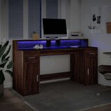 vidaXL Pisalna miza z LED lučkami rjavi hrast 160x55x91 cm inž. les | Shoptok.si