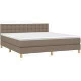 vidaXL Krevet box spring s madracem LED smeđesivi 180x200 cm tkanina | shoptok.hr