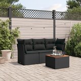 Maison Chic Seti vrtnega pohištva - Vrtna garnitura - Vrtni pohištvo set 4-delna z blazinami črna poli ratan, (21818279) | Shoptok.si