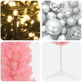  Umjetno vitko božićno drvce s kuglicama 150 cm 150 LED lampica | shoptok.hr