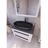 AQUAART kupaonski ormarić eternity 70, donji bijeli mat, crna ručkica s pločom scivaro škriljevac | shoptok.hr