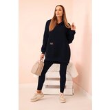 Polski Women's cotton set with a hooded sweatshirt and high-waisted leggings navy blue Cijene