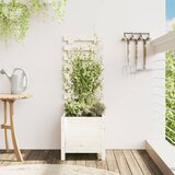 Maison Chic Vrtno cvetlično korito - Cvetlični Lonec s stojalom belo 39x39,5x114 cm borovina, (21790521) | Shoptok.si