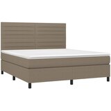  Krevet box spring s madracem LED smeđesivi 180x200 cm tkanina | shoptok.hr