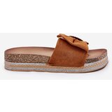 Boto Ladies Platform Sandals With Bow And Decorative Brooch Camel Lenela | ePonuda.com