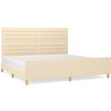  The Living Store Posteljni okvir z vzglavjem krem 200x200 cm blago - Posteljni Okvir Z Vzglavjem, (21502688) | Shoptok.si