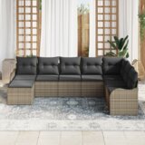 vidaXL 8 komadni set baštenskih sofa s jastučićima siva poli ratan, 2-sjedalna baštenska sofera s jastučićima siva poli ratan | shoptok.hr