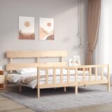 vidaXL Posteljni okvir z vzglavjem 200x200 cm trden les Cene