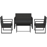 Maison Chic Seti vrtnega pohištva - Vrtna garnitura - Vrtni pohištvo set 4-delna z blazinami črn poli ratan, (21809699) | Shoptok.si