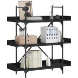 The Living Store Knjižna omara 3-nadstropna črna 100x33x108,5 cm inženirski les - Knjižna Omara, (21657264) Cene