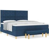 vidaXL krevet s podnicom s madracem i klupom plave boje 180x200 cm tkanina | shoptok.hr