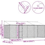  Kavez za psa s krovom Srebrno 600 x 200 x 256 cm Čelik i PE | Eponuda.com