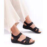 Shelvt Women's light blue sandals on a low wedge | Shoptok.si