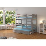 ADRK Trislojni pograd za 3 osebe z vzmetnicami KARLO - SIVA | Shoptok.si