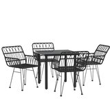  5-dijelni vrtni blagovaonski set od poliratana crni Crna Dužina stola 80 cm | shoptok.hr