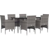  7-dijelni vrtni blagovaonski set s jastucima sivo-crni | shoptok.hr