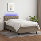  Box spring postelja z vzmetnico LED taupe 90x200 cm blago, (20725824) Cene
