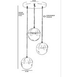 Opviq Küre 3 Lü tepsili siyah Füme Camlı Sarkıt dark grey chandelier | Eponuda.com