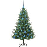 vidaXL Umjetna predsvetljena božićna jelka s kompletom kroglica Zelena | Shoptok.si