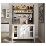 Hanah home FRN-20075 WoodenWhite Coffee Bar Cabinet | ePonuda.com