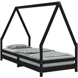  Otroški posteljni okvir črn 80x200 cm trdna borovina, (20916940) | Shoptok.si