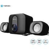 Natec PUG, Stereo Speakers 2.1, 11W RMS (Subwoofer 5W, Satellites 6W), USB power, 3.5mm Connector, Black ( NGL-2111 ) | ePonuda.com