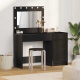  Toaletni stol s zrcalnim svjetlima 2 pcs Crna Konstruirano drvo | shoptok.hr