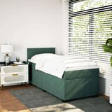 vidaXL Box spring postelja z vzmetnico temno zelena 90x200 cm žamet | Shoptok.si