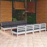 Maison Chic Seti vrtnega pohištva - Vrtna garnitura - Vrtni pohištvo set 9-delna z blazinami trdna borovina, (21798355) | Shoptok.si