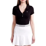 Tommy Jeans Majice s kratkimi rokavi POLO CUELLO EN V MUJER DW0DW15322 Črna