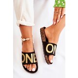 EVENTO Classic Slip-On Slippers With Inscription Black and Gold Bahari | Shoptok.si