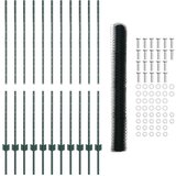 vidaXL Ograjni stebri 11 kos U-kanal zelena 140 cm jeklo, Šesterokotna ograja zelena 1,4x25 m jeklo | Shoptok.si