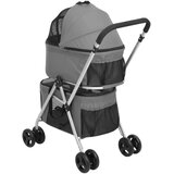  2-slojna sklopiva kolica za pse siva 83x48x97 cm tkanina oxford | shoptok.hr