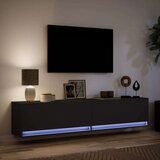 vidaXL Zidni TV ormarić s LED svjetlima crni 180x31x38 cm | shoptok.hr