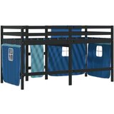 vidaXL Otroški pograd z zavesami moder 90x200 cm trdna borovina | Shoptok.si
